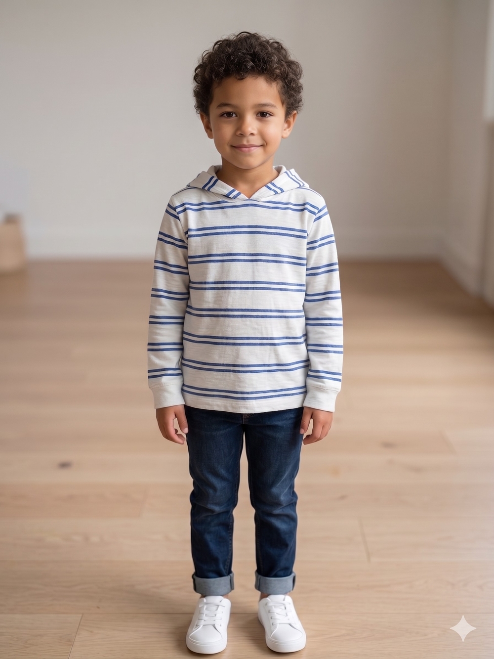 Cat & Jack Boys Striped Long Sleeve Hooded Tee - Size S (6/7)